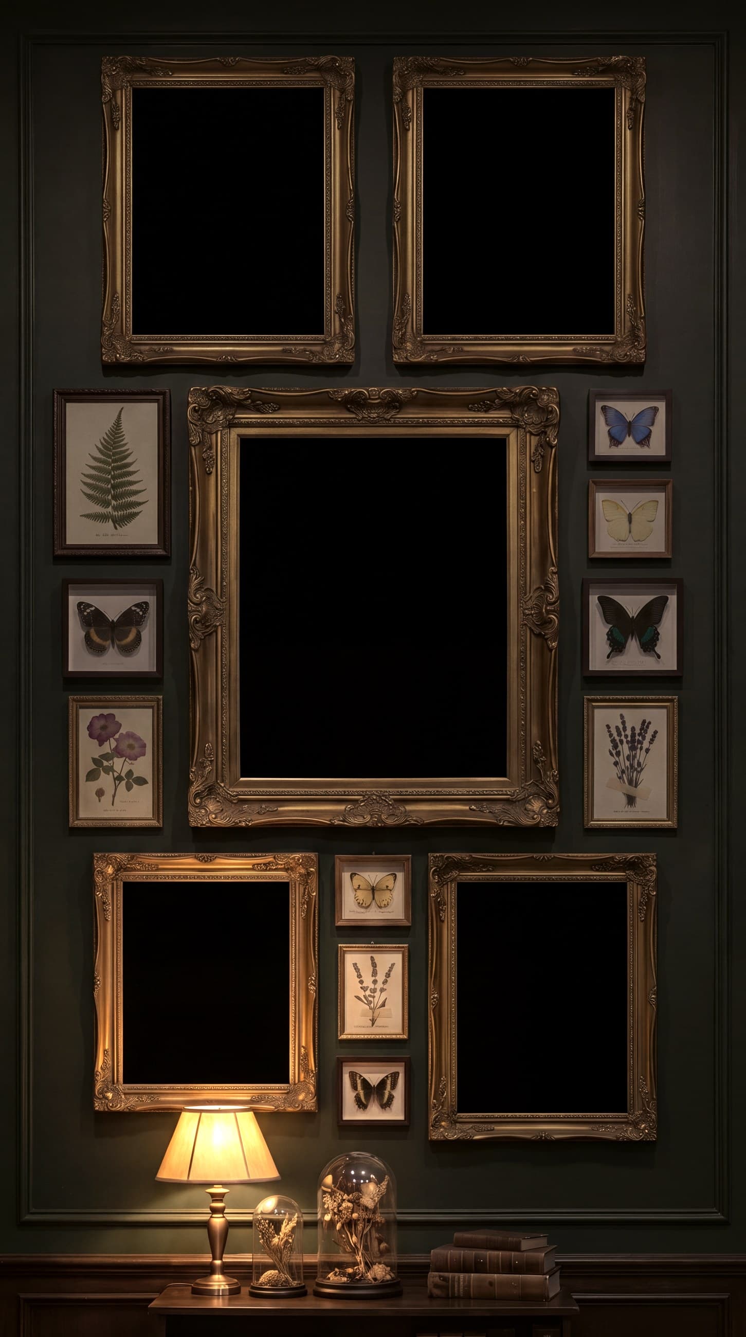 Botanical gallery wall hung with living portraits